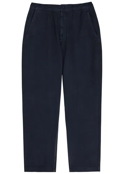 Wax London Tapered Cotton-twill Trousers In Blue