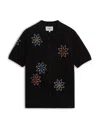 Wax London Tellaro Floral Embroidered Short Sleeve Button-up Shirt In Black/multi