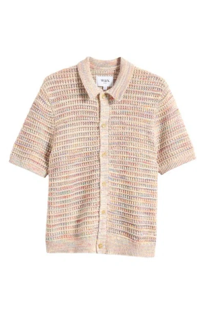 Wax London Tellaro Rainbow Short Sleeve Cotton Blend Cardigan In Multi