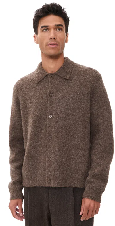 Wax London Tristan Fluffy Wool Button Cardigan Chocolate Brown