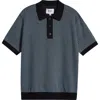 Wax London Turin Ladder Stripe Polo In Navy