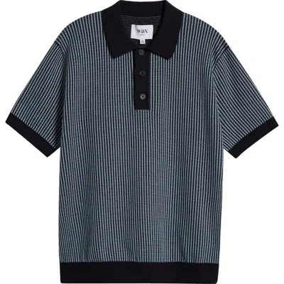 Wax London Turin Ladder Stripe Polo In Navy