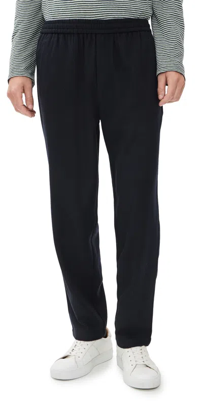 Wax London Tyne Brushed Wool Trousers Navy In Black