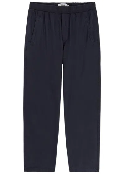 Wax London Elasticated-waist Cotton Straight-leg Trousers In Black