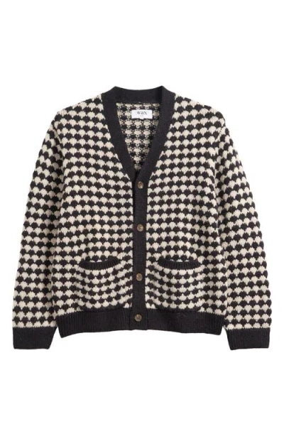 Wax London Walker Bubble Knit Wool Blend Cardigan In White