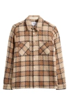 Wax London Whiting Check Cotton Blend Button-up Shirt Jacket In Brown