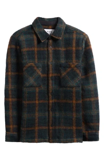 Wax London Whiting Check Wool Blend Overshirt In Blue