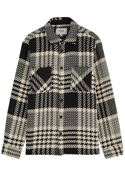 Wax London Whiting Checked Cotton-blend Overshirt In Black