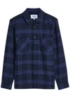 Wax London Whiting Checked Cotton-blend Overshirt In Blue