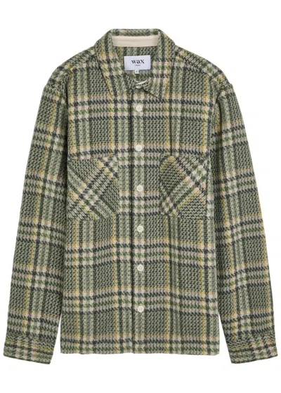 Wax London Whiting Plaid Wool Blend Button-up Shirt Jacket In Green