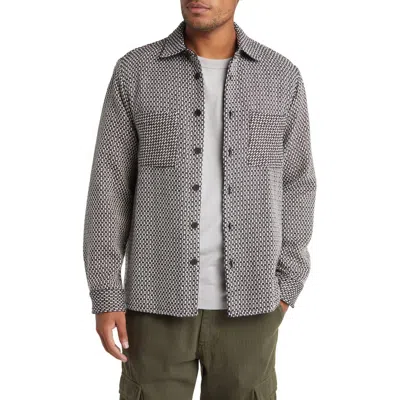 Wax London Whiting Marine Beatnik Button-up Overshirt In Black/ecru