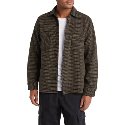 Wax London Whiting Marine Beatnik Button-up Overshirt In Black/khaki