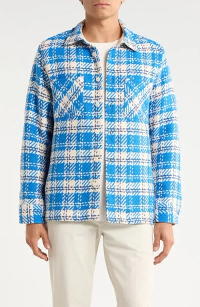 Wax London Whiting Oran Check Recycled Cotton Blend Overshirt In Blue