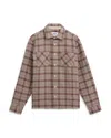 Wax London Whiting Cotton-blend Overshirt In Ecru/burgundy