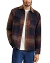 Wax London London Overshirt In Navy/caramel