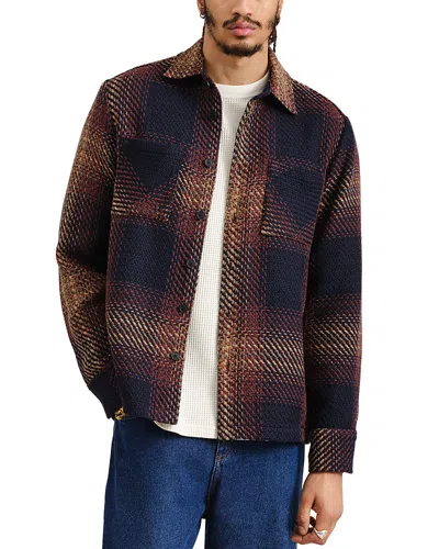 Wax London London Overshirt In Navy/caramel