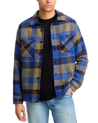 Wax London Whiting Pike Check Overshirt In Blue