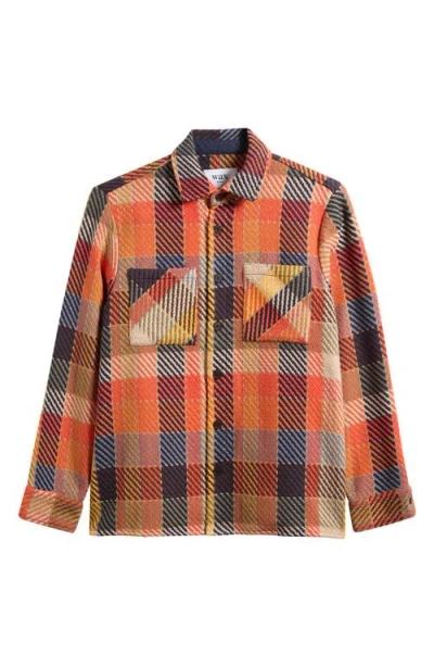 WAX LONDON WAX LONDON WHITING PLAID COTTON BLEND OVERSHIRT
