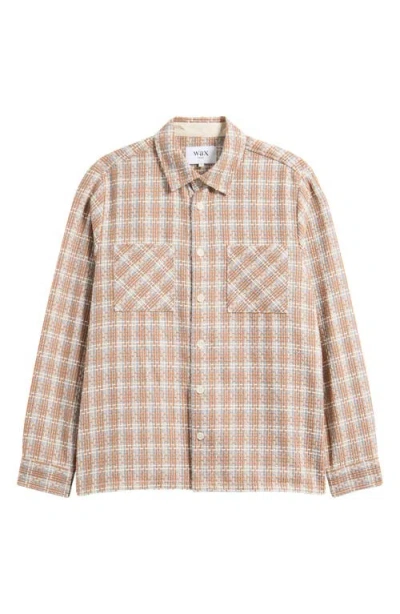 Wax London Whiting Plaid Recycled Cotton Blend Shirt Jacket In Neutral