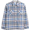 Wax London Whiting Strand Check Overshirt In Blue