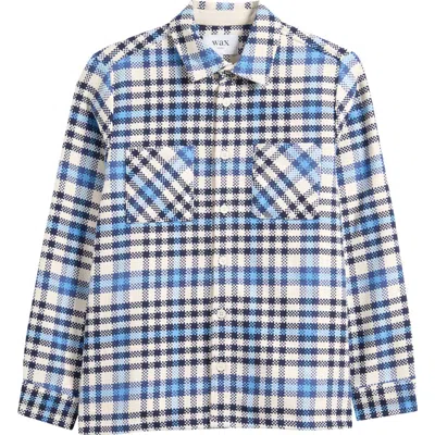 Wax London Whiting Strand Check Overshirt In Blue