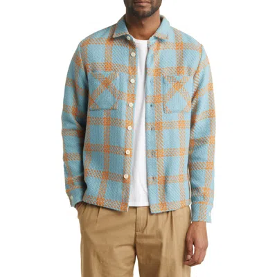 Wax London Whiting Windowpane Plaid Button-up Overshirt In Blue
