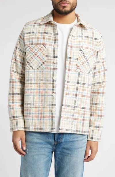 Wax London Whiting Yard Check Cotton Blend Overshirt In Neutral