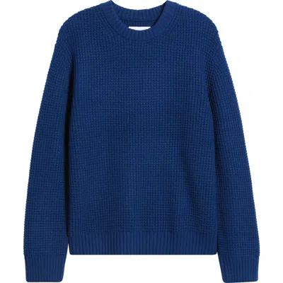 Wax London Wilde Waffle Crewneck Sweater In Bright Blue
