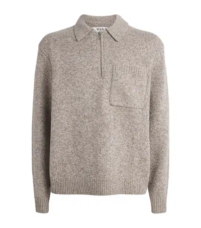 Wax London Wool Alpha Polo Sweater In Neutral