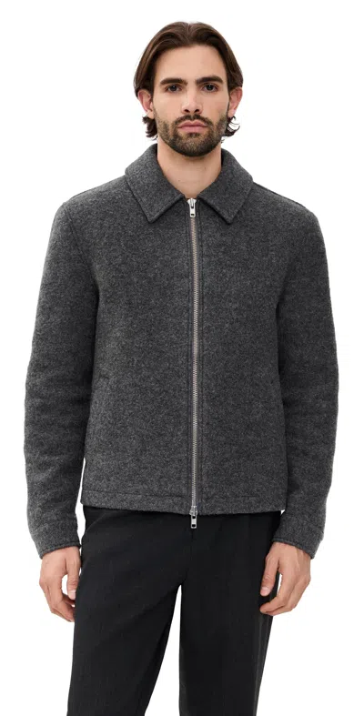 Wax London Wool Eldon Zip Jacket Mid Grey In Black