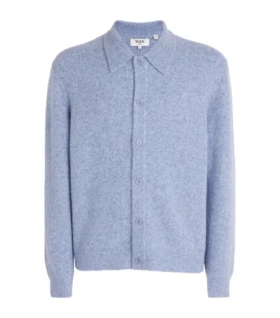 Wax London Wool-blend Tristan Cardigan In Blue