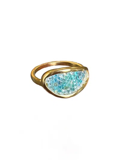 Waxing Poetic Kristal Dream Traveler Ring Blue Sky Size 8 In Gold