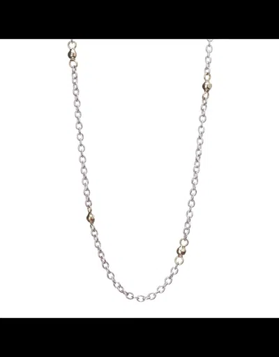 Waxing Poetic Thin Cable With Brass Beads Chain - 18" In Silver