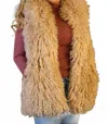 Way Mongolian Lamb Faux Fur Lapel Vest In Beige In Brown