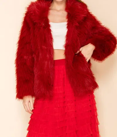 Way Sarah Jessica Minky Fur Jacket In Red