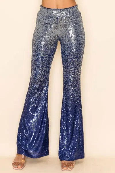 Way Sequin Gradient Pants In Navy And Silver In Multi