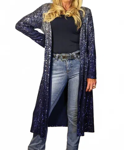 WAY SEQUIN OMBRE DUSTER IN NAVY AND SILVER
