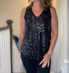 Way Sequin Tank In Black In Black