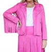 Way Suede Fringe Jacket In Hot Pink In Pink