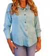 Way Suede Snap Front Shirt In Turquoise In Blue
