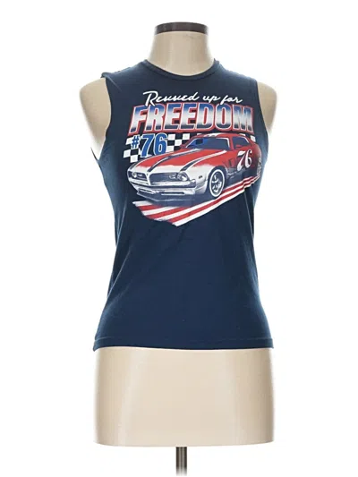 Pre-owned Way To Celebrate! Tank Top Blue Halter Neckline Tops