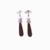 Way To Chic Women's Black / Grey / Silver Silver Ginkgo Leaf Stud Earrings With Grey Pearl, Black Agate Teardrop In Multi