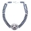 Way To Chic Women's Black One Of A Kind Hematite Necklace With Matching Vintage Pendant Brooch
