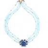Way To Chic Women's Blue / Brown Blue Jade Statement Necklace With Mesmerizing Crystal Pendant