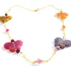 Way To Chic Women's Gold One Of A Kind Agate Butterflies Chain Necklace
