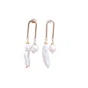 Way To Chic Women's Gold / White Asymmetrical Pearl Earrings In Multi