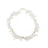 Way To Chic Women's Gold / White Natural Quartz Crystals Necklace With Gold Plated Accents