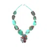 Way To Chic Women's Green Agate Statement Necklace With Pendant Brooch