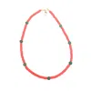 Way To Chic Women's Green / Orange Unisex Beaded Summer Necklace – Orange Polymer With Green Lava Beads In Multi