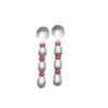 Way To Chic Women's Grey / Silver / Red Stud Earrings With Grey Freshwater Pearls & Red Coral In Silver